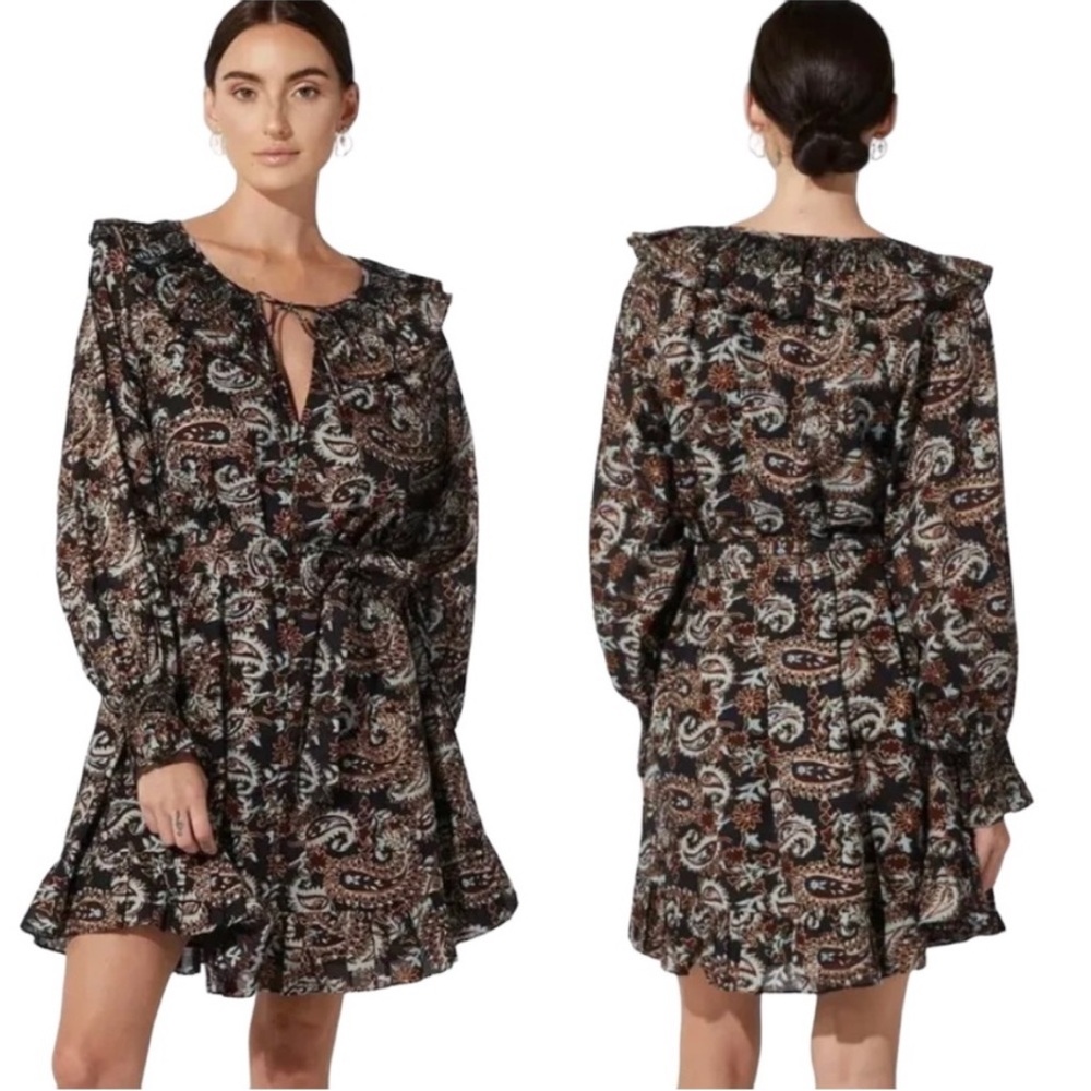CLEOBELLA Carolyn NWT Mini Belt Dress Organic Cotton Avalon Block Paisley Large